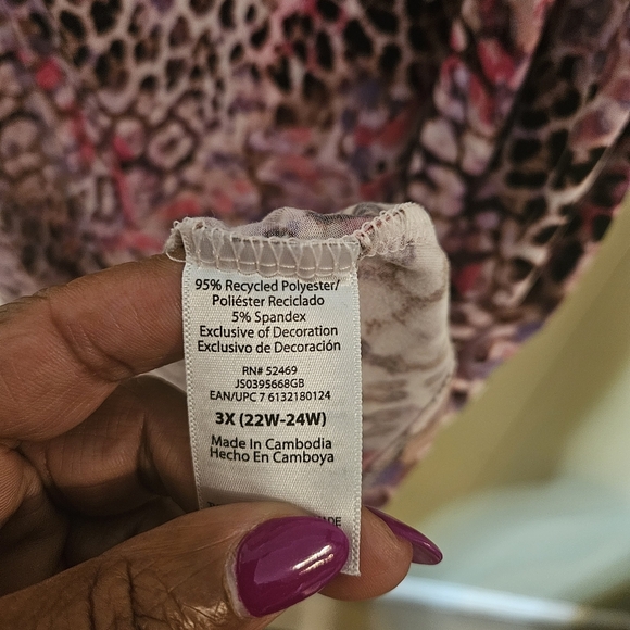 Joyspun Leopard Print Sleep Dress, Size 3X, Pink Purple Stretch Nightgown - Picture 5 of 5